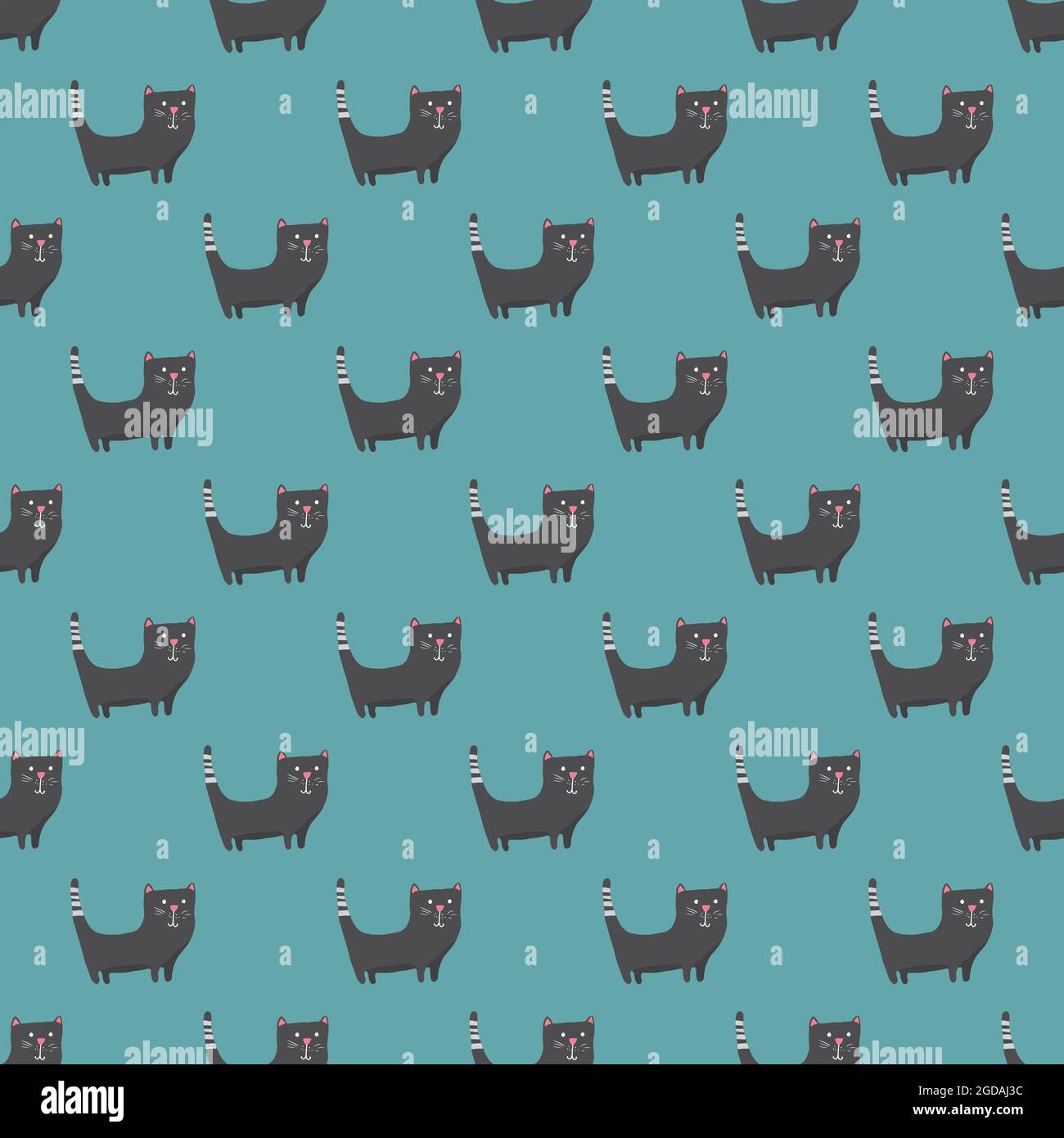 Cute cat seamless pattern. Cartoon cats background design, vector ...