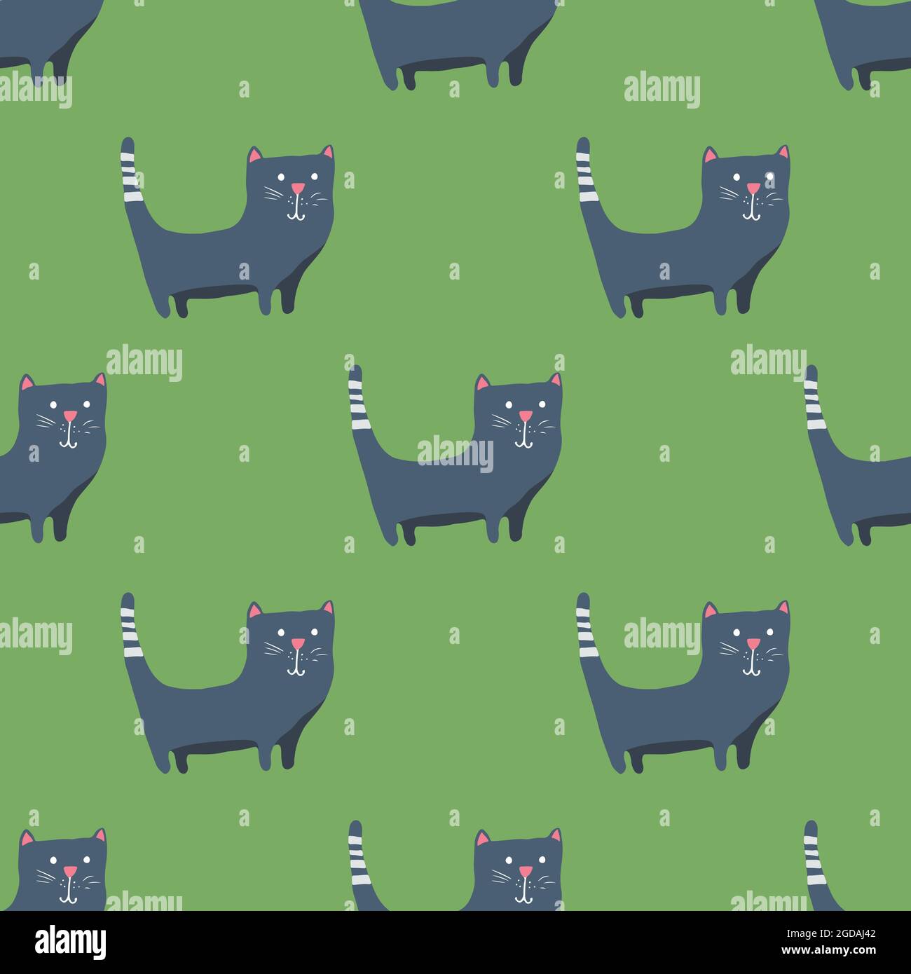 Cute cat seamless pattern. Cartoon cats background design, vector ...