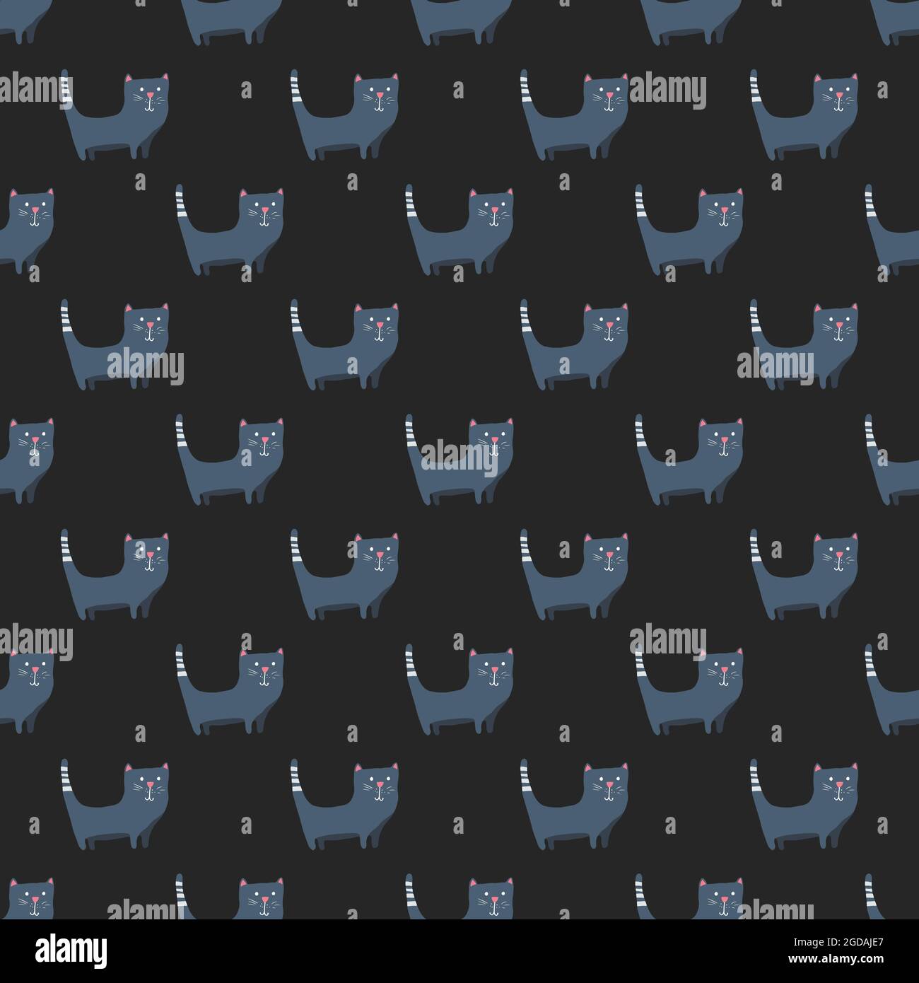 Cute cat seamless pattern. Cartoon cats background design, vector ...