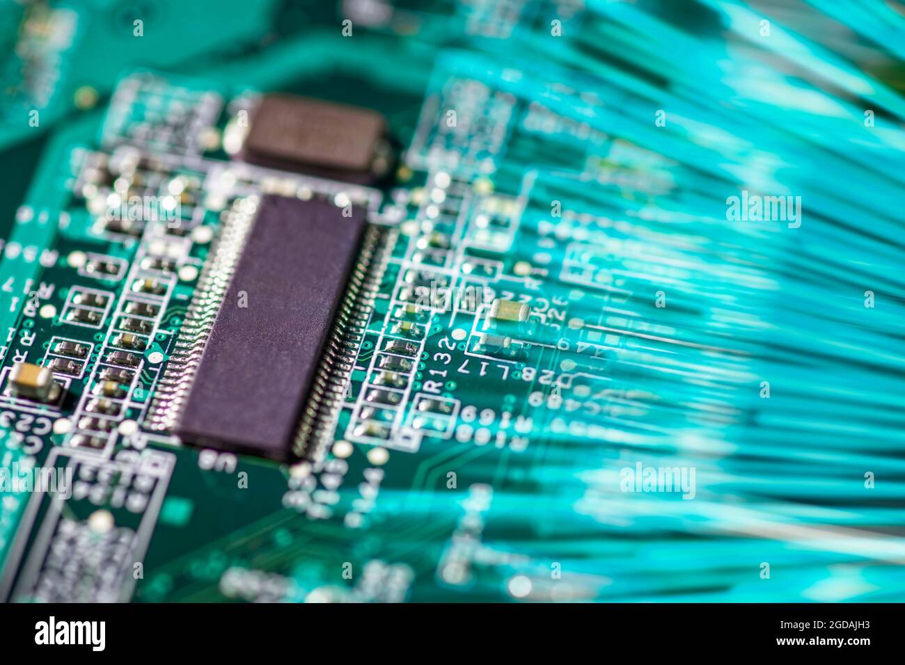 Computer board with processor and motion blur Stock Photo
