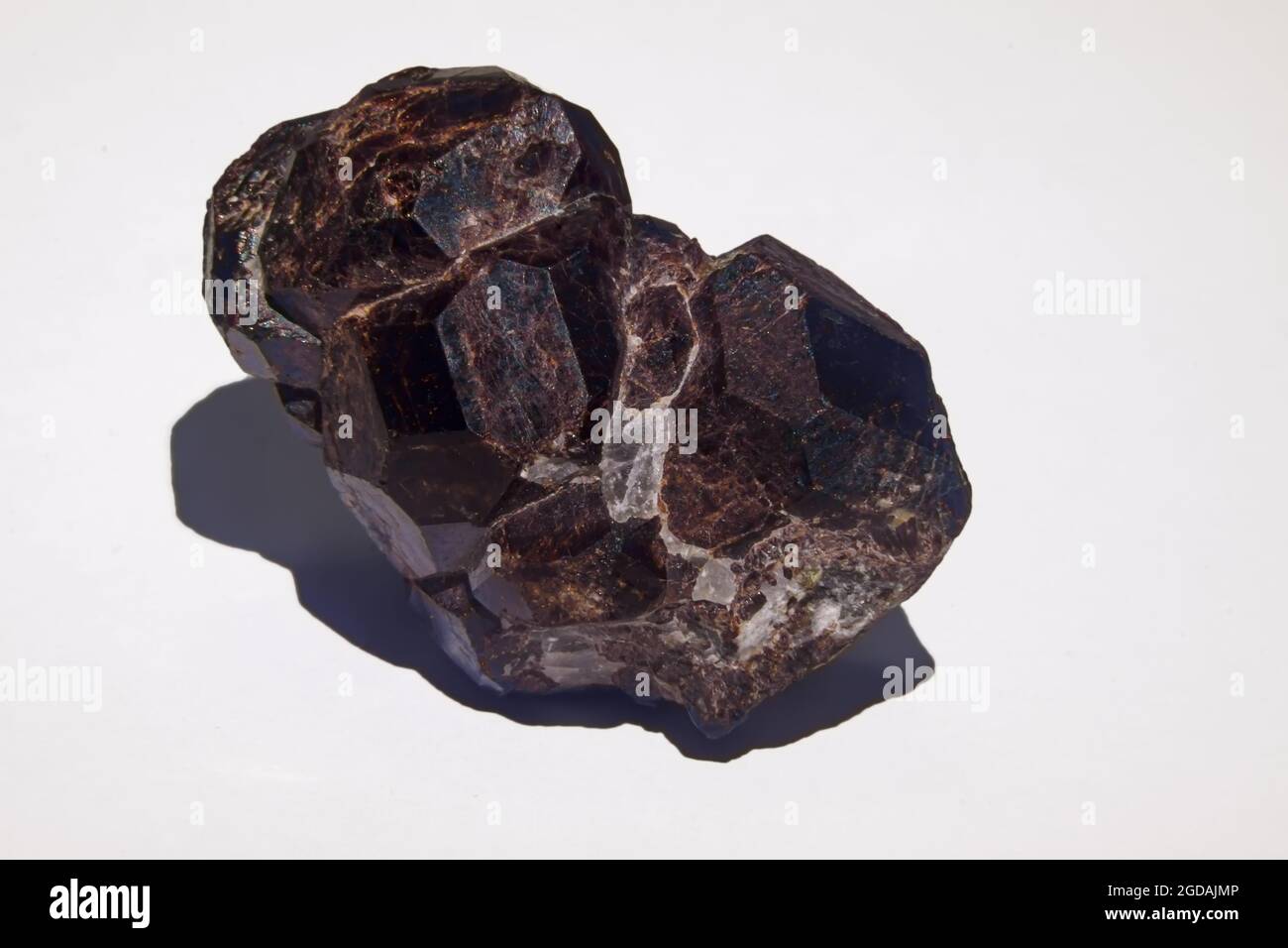 raw unpolished almandine garnet isolated on a white background Stock