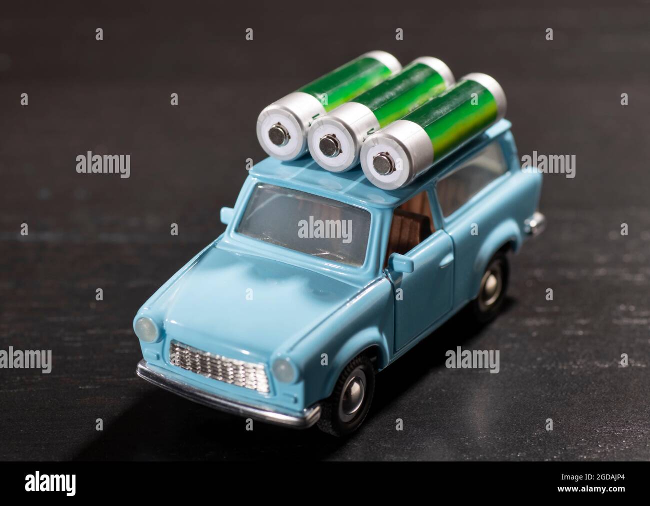 Car with batteries as a symbol of electromobility Stock Photo