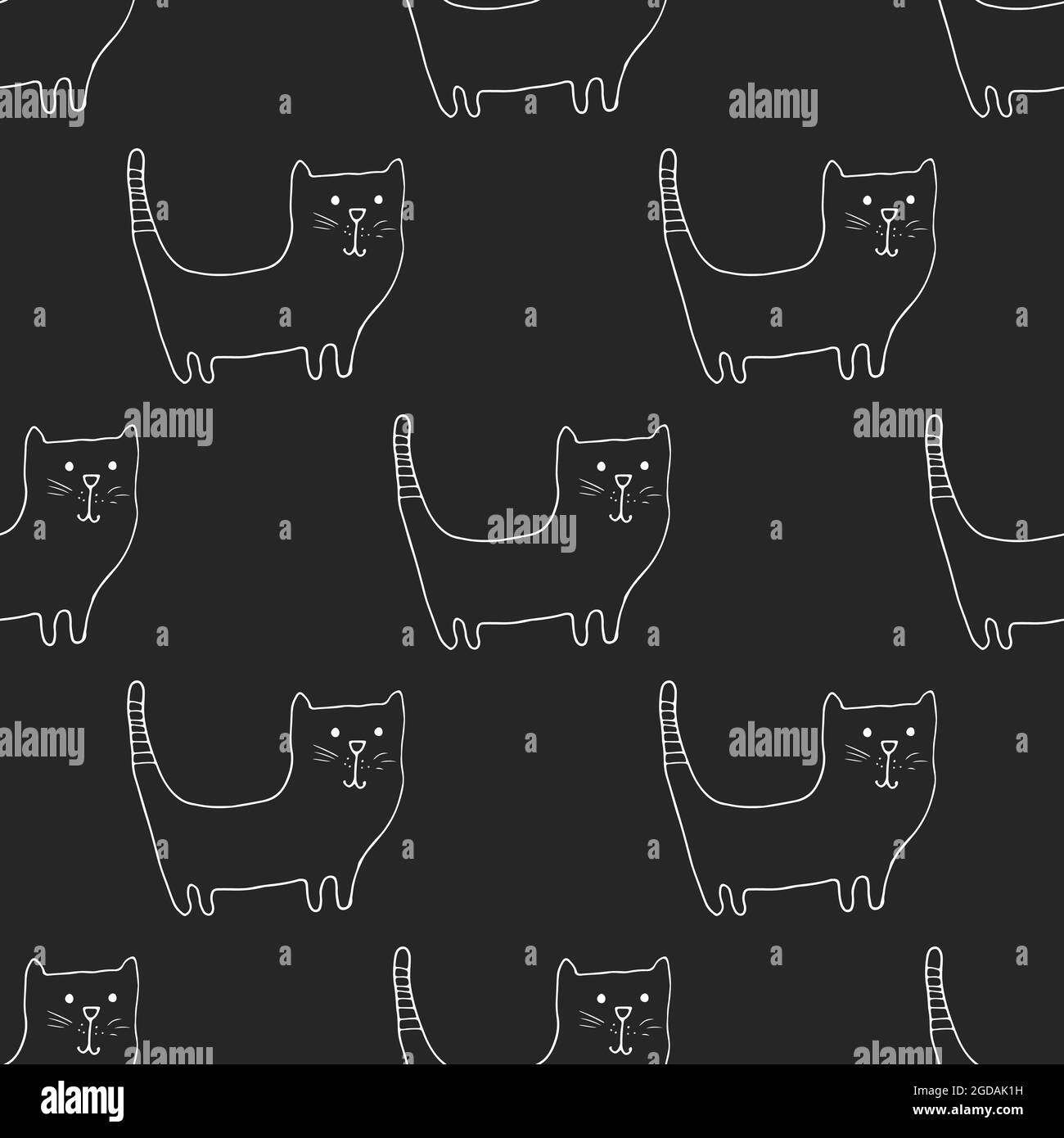 Cute cat seamless pattern. Cartoon cats background design, vector ...