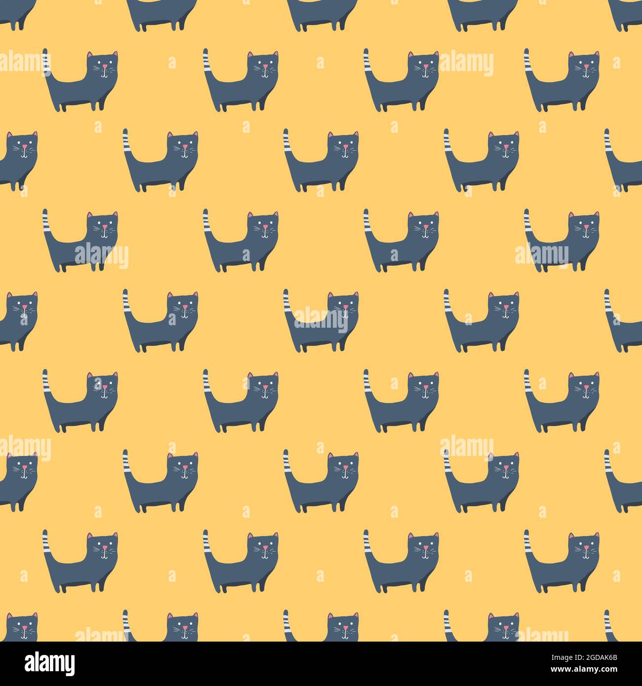 Cute cat seamless pattern. Cartoon cats background design, vector ...