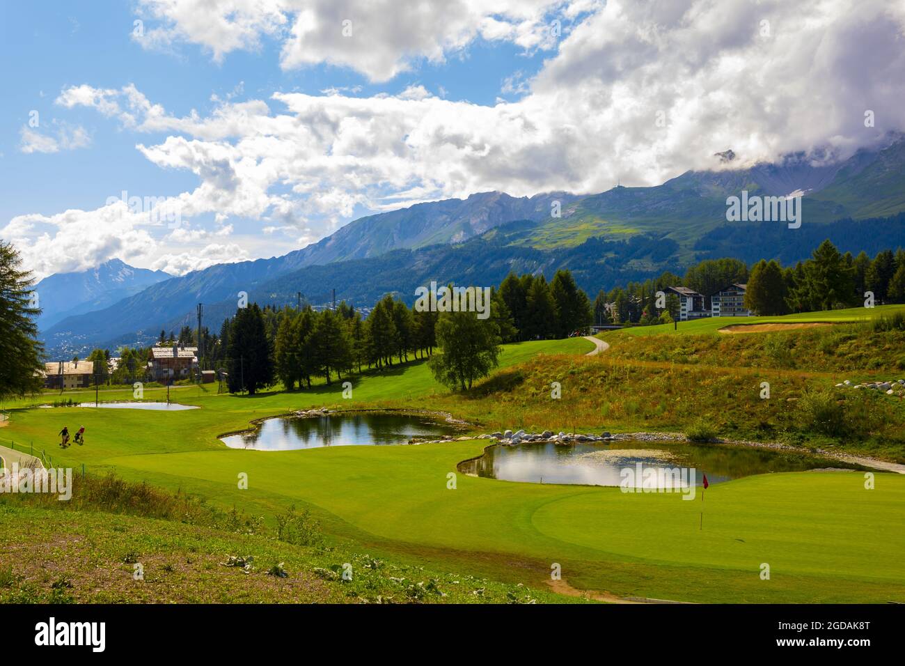 CRANS MONTANA, SWITZERLAND - Aug 12, 2021: Crans Sur Sierre Golf Course  with House and Mountain View in Crans Montana in Valais, Switzerland Stock  Photo - Alamy