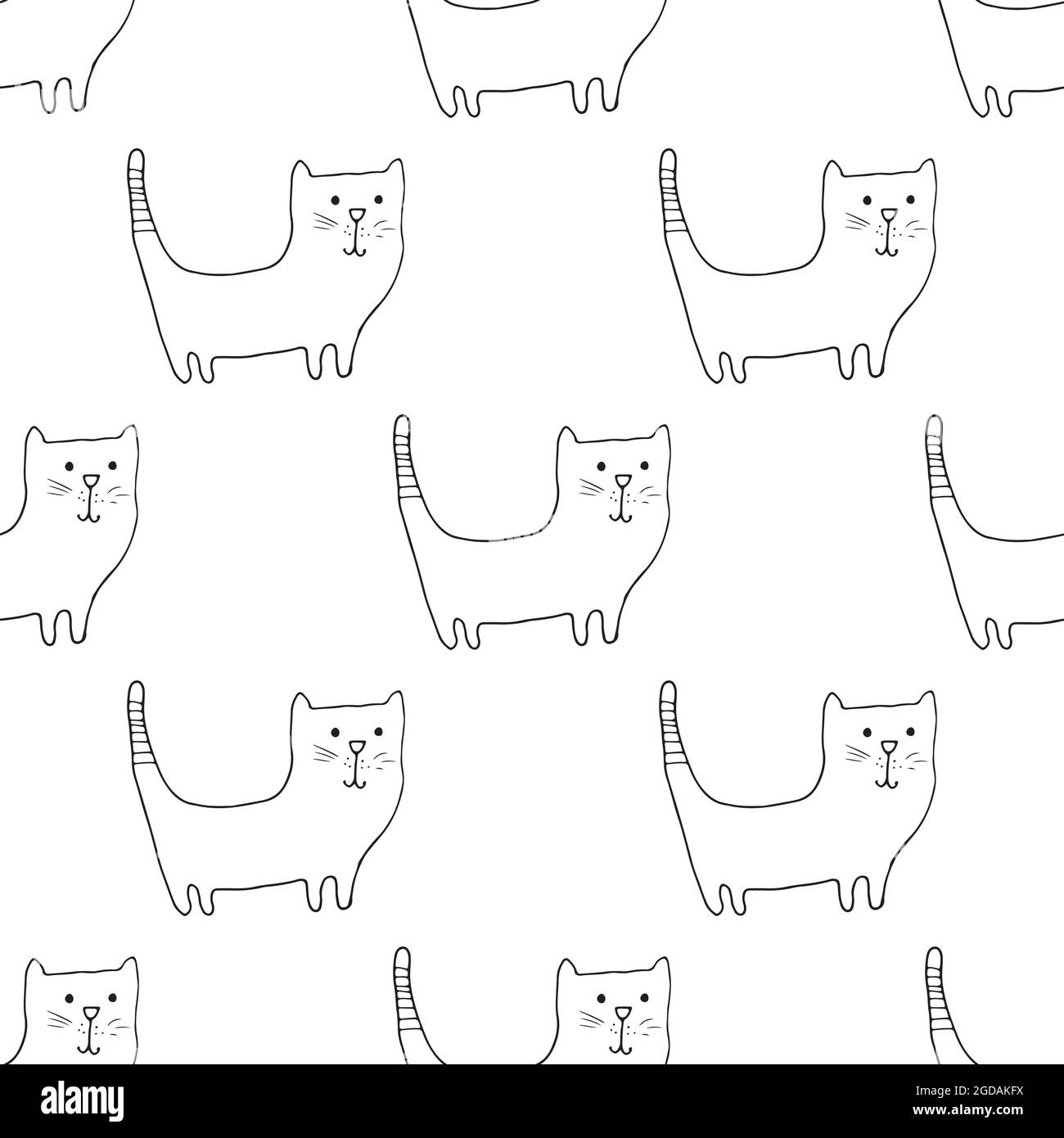 Cute cat seamless pattern. Cartoon cats background design, vector ...