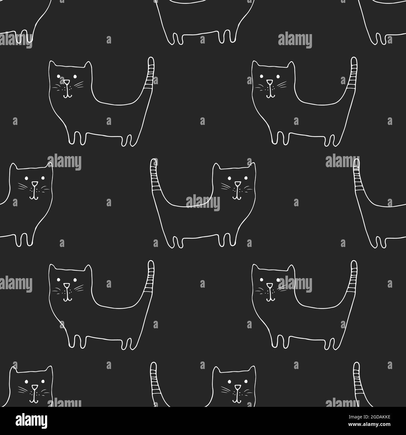 Cute cat seamless pattern. Cartoon cats background design, vector ...