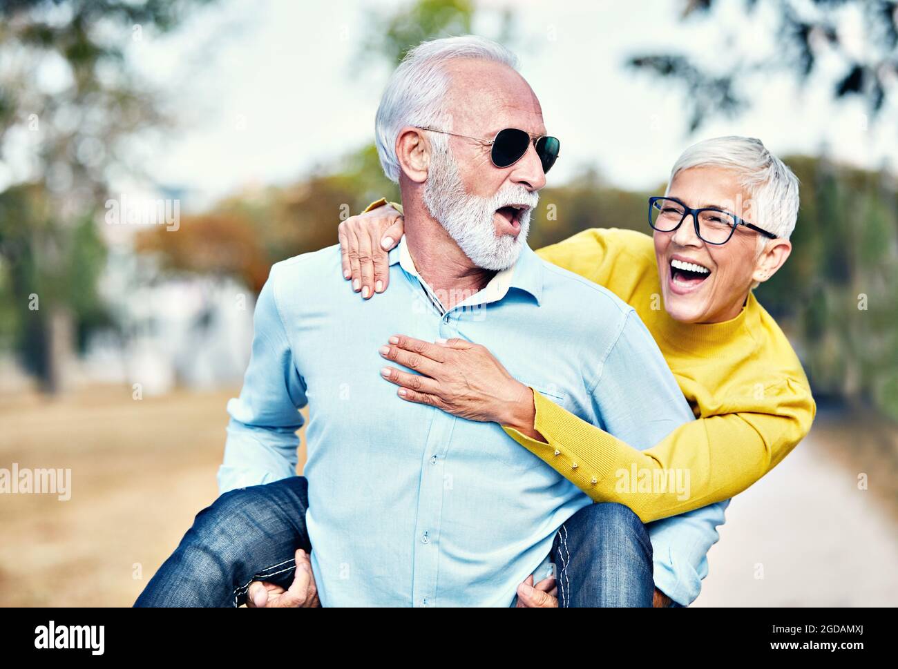 senior couple happy elderly love together Stock Photo