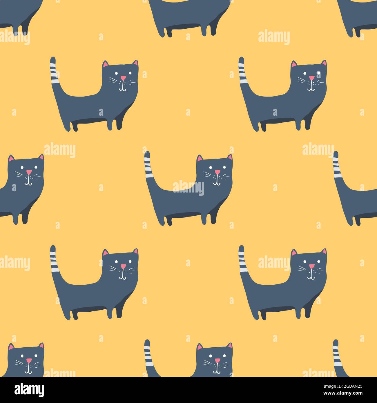 Cute cat seamless pattern. Cartoon cats background design, vector ...