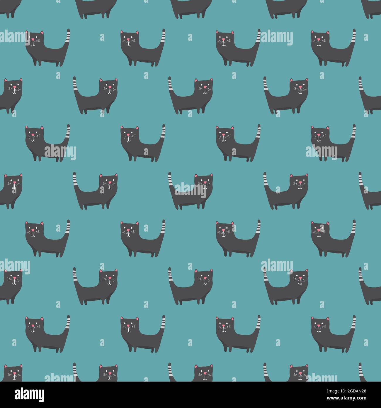 Cute cat seamless pattern. Cartoon cats background design, vector ...