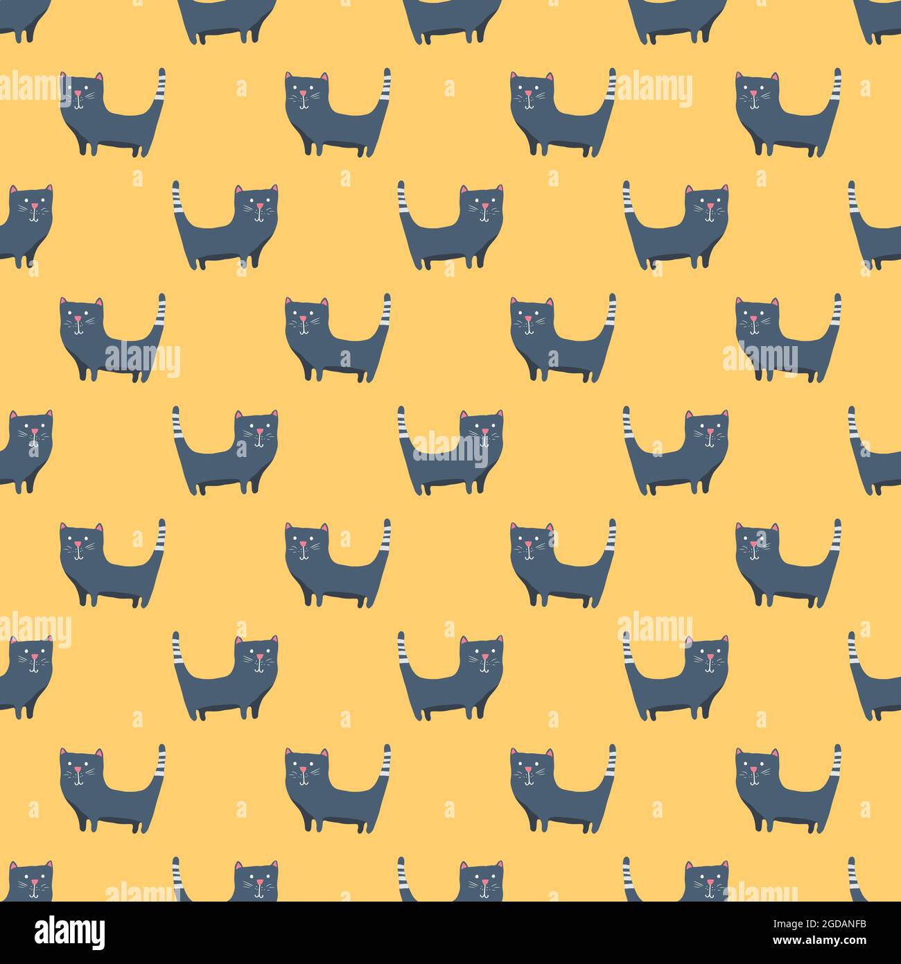 Cute cat seamless pattern. Cartoon cats background design, vector ...