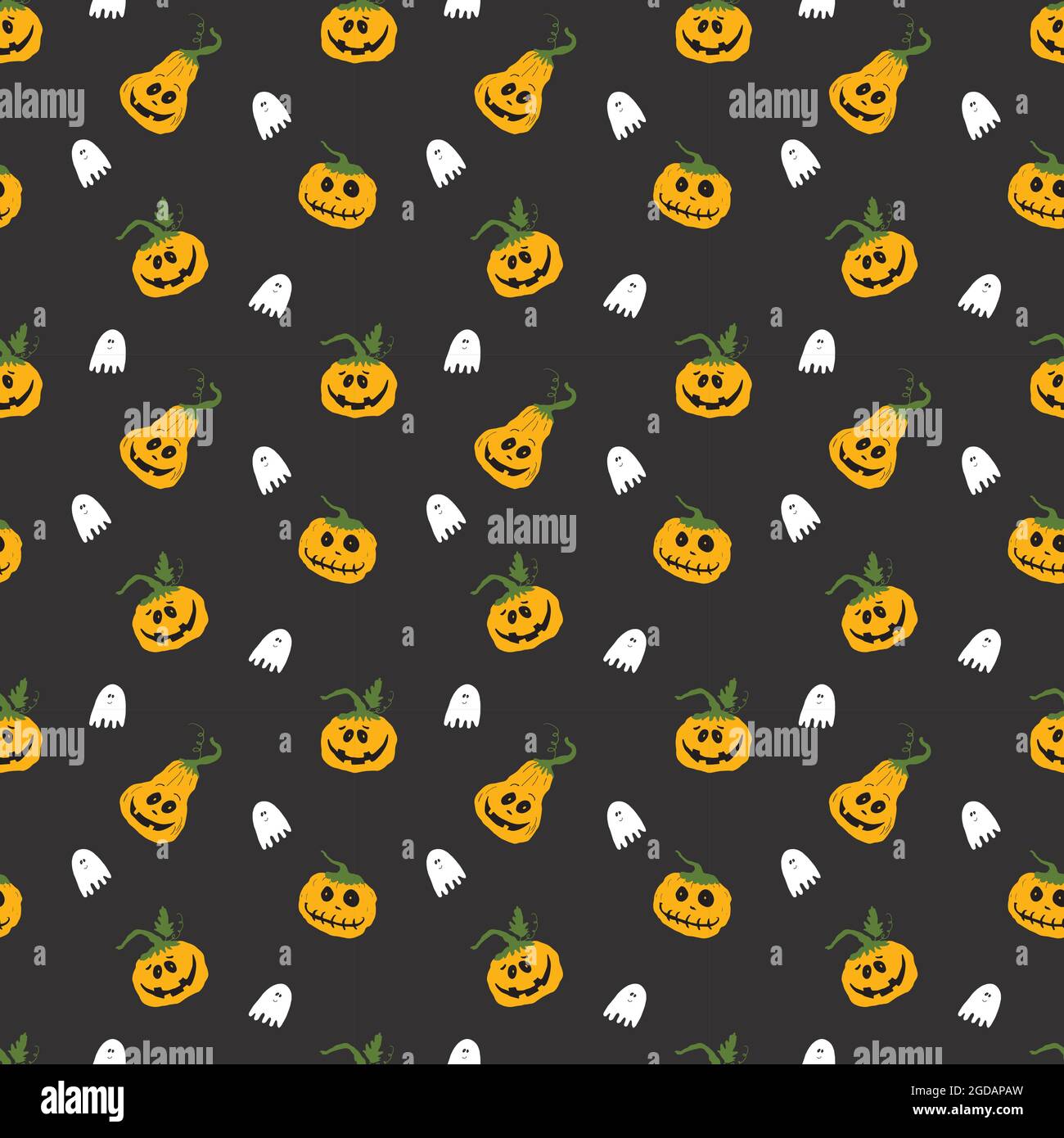 Halloween seamless pattern design. Cute cartoon pumpkin and ghost ...