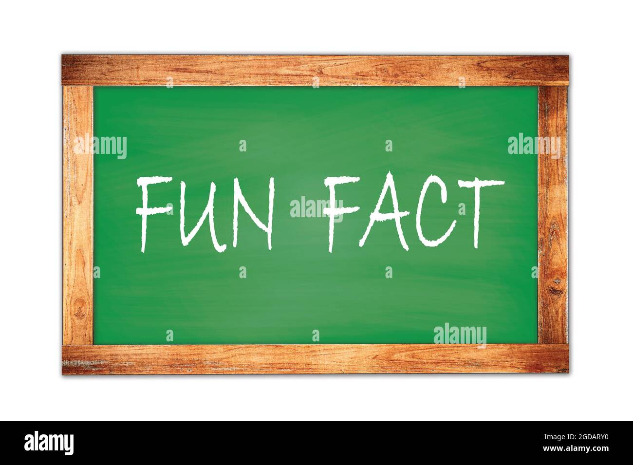 FUN FACT text written on green wooden frame school blackboard Stock ...