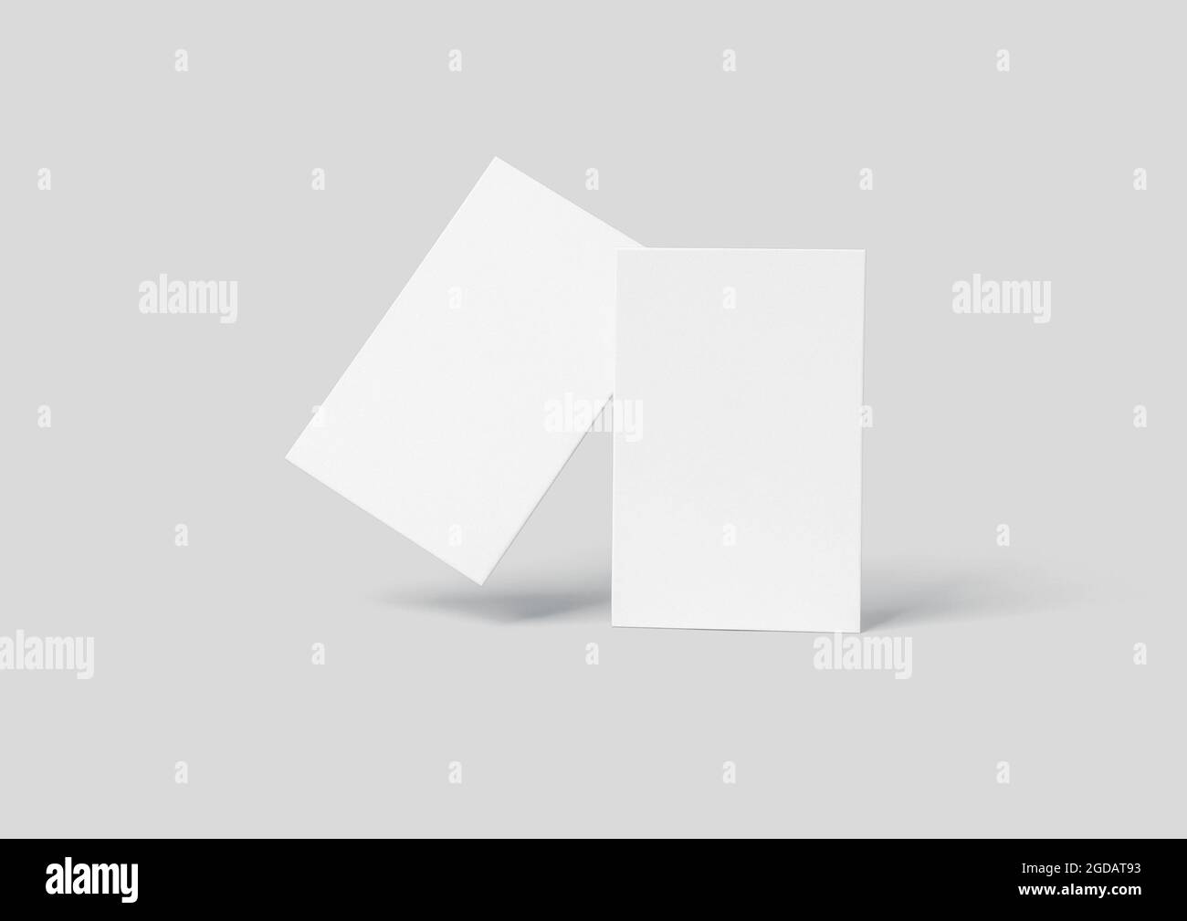 3D rendering of two pieces of rectangular paper on a gray background ...
