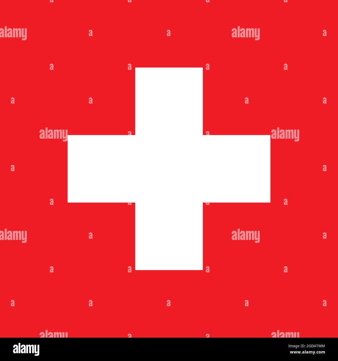 National flag of Switzerland original size and colors vector illustration, Swiss cross same Swiss flag, Schweizerfahne or drapeau de la Suisse and Stock Vector