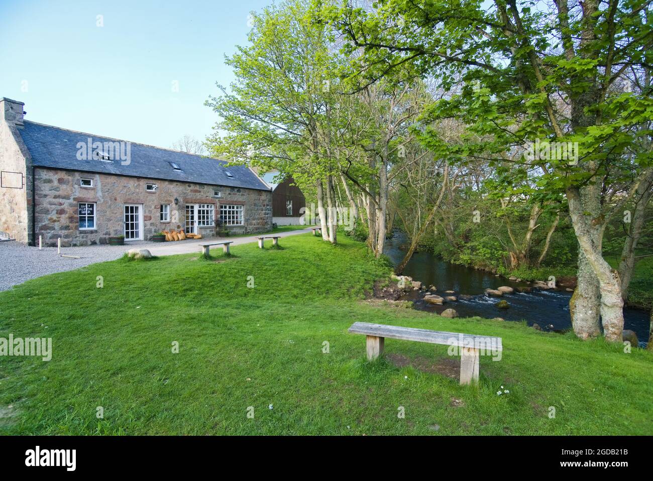 Milton of Crathes shopping art outlet and Station, Royal Deeside Railway, Banchory,  Aberdeenshire, Highland Region, Scotland UK Stock Photo