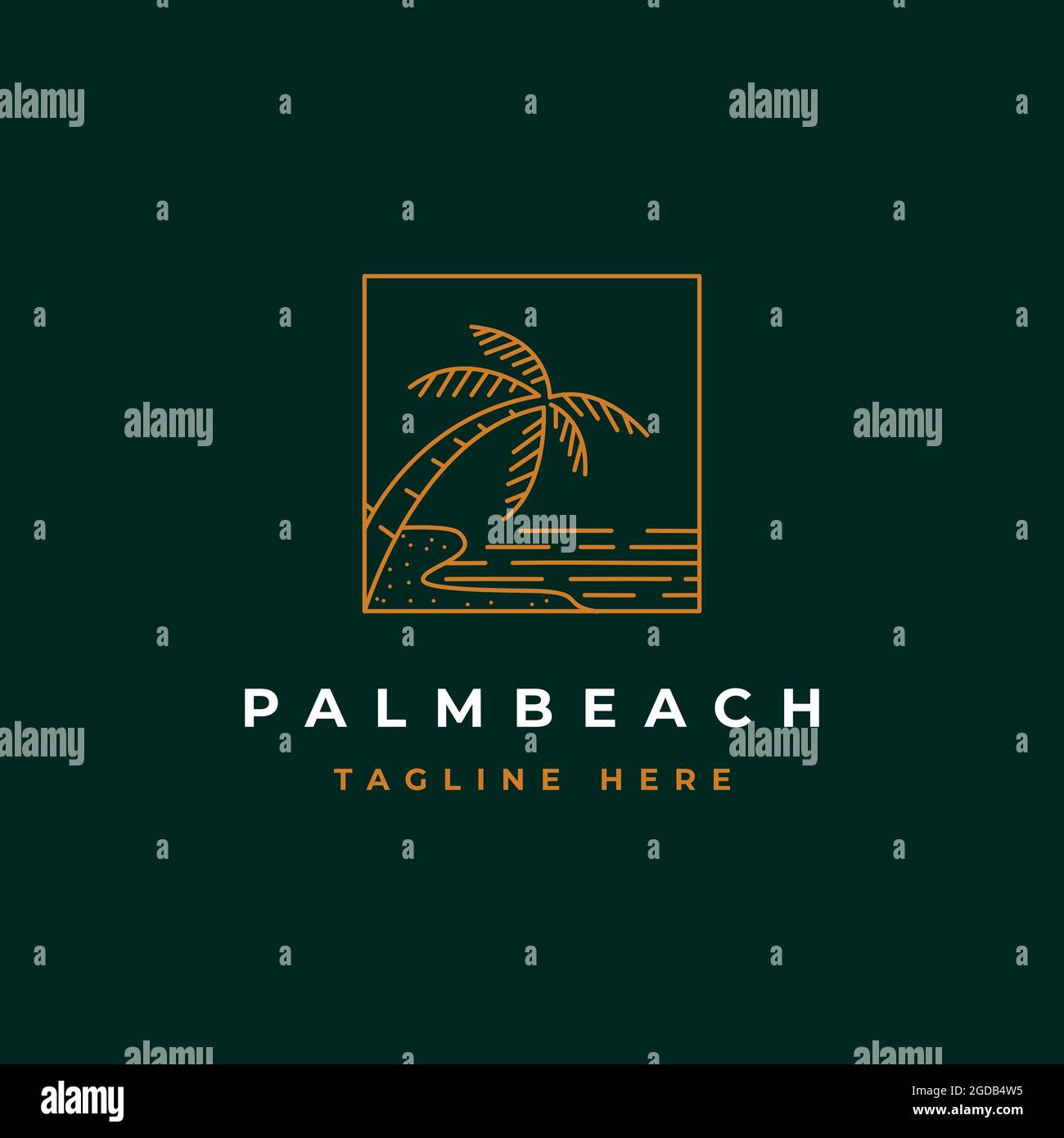 Palm beach logo design illustration vector template Stock Vector
