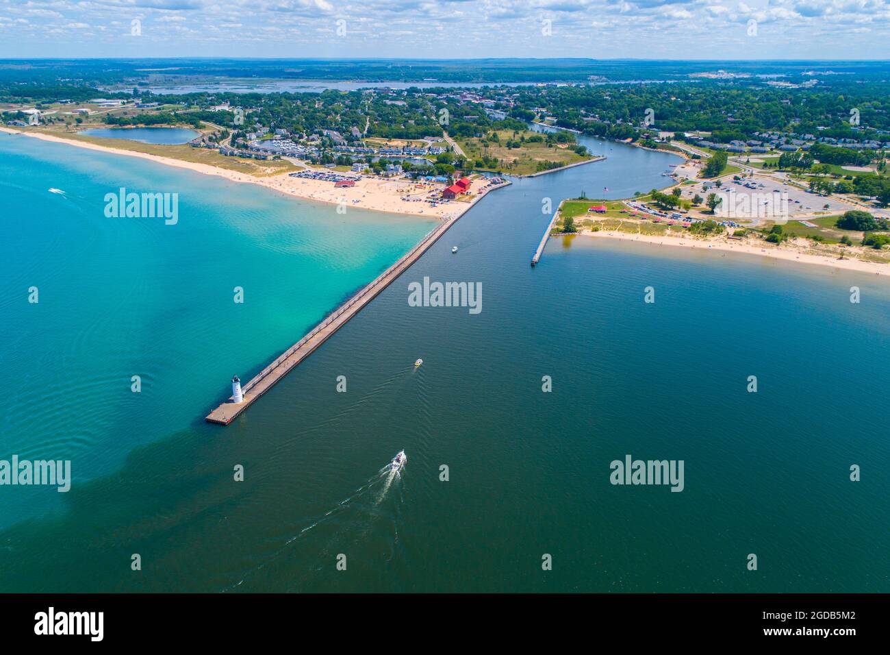 Manistee North Pierhead Lighthouse Manistee Michigan on Lake Michigan