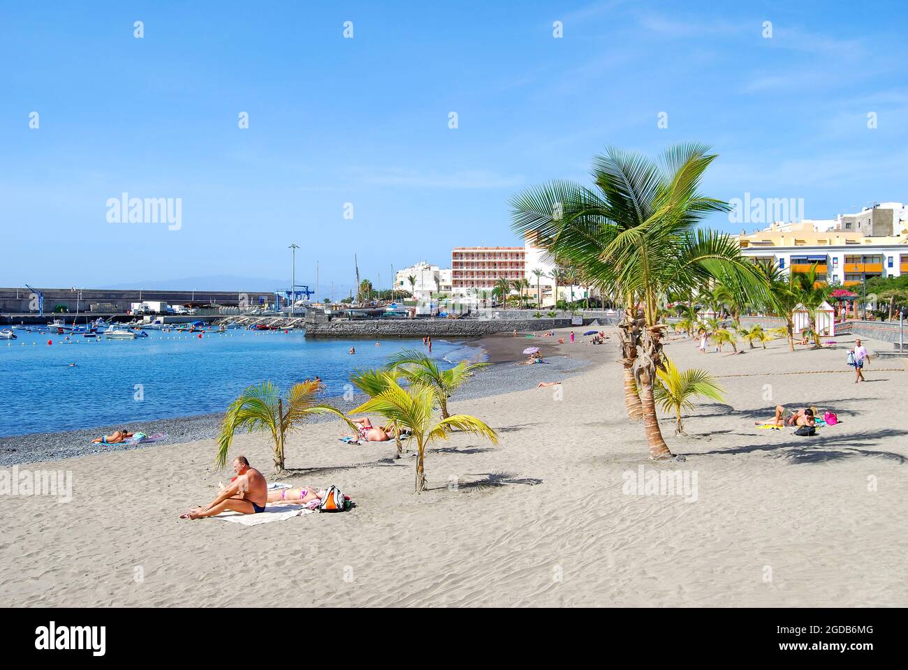 Beach view, Playa de San Juan, Tenerife, Canary Islands, Spain Stock Photo