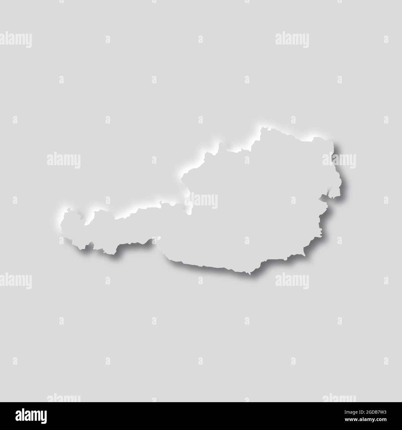 Austria map in neumorphism style on white background, vector illustration Stock Vector