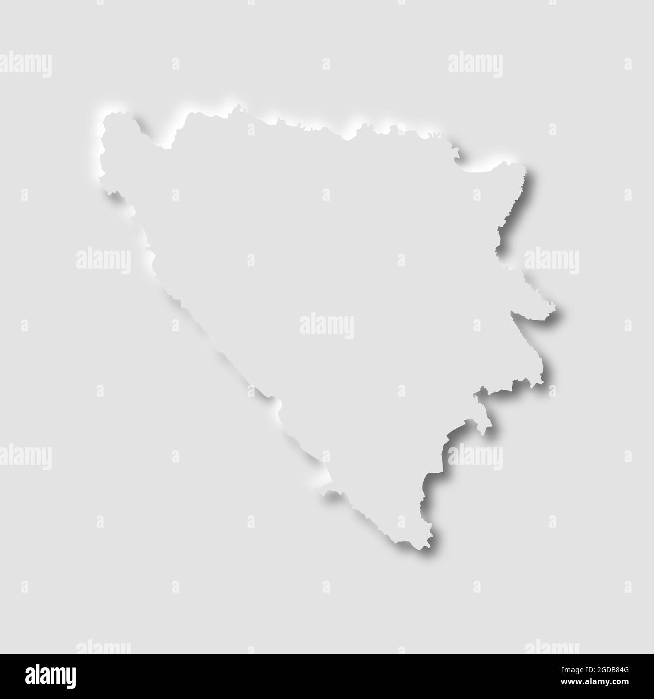 Bosnia and Herzegovina map in neumorphism style on white background