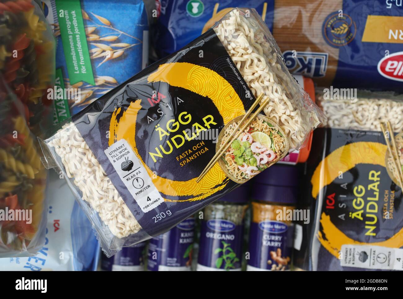 A box of food and other things when a young person moves away from home. Stock Photo