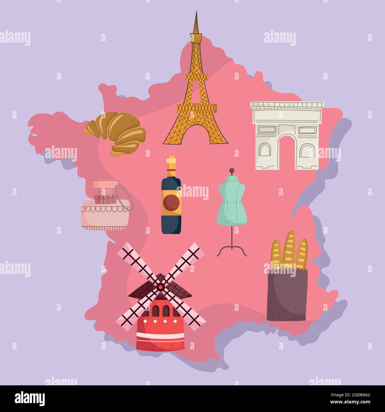 france map and culture Stock Vector
