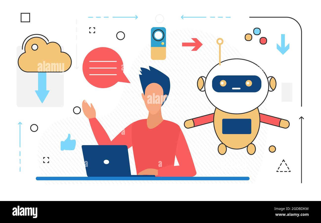 Ai automation business processes vector illustration. Cartoon
