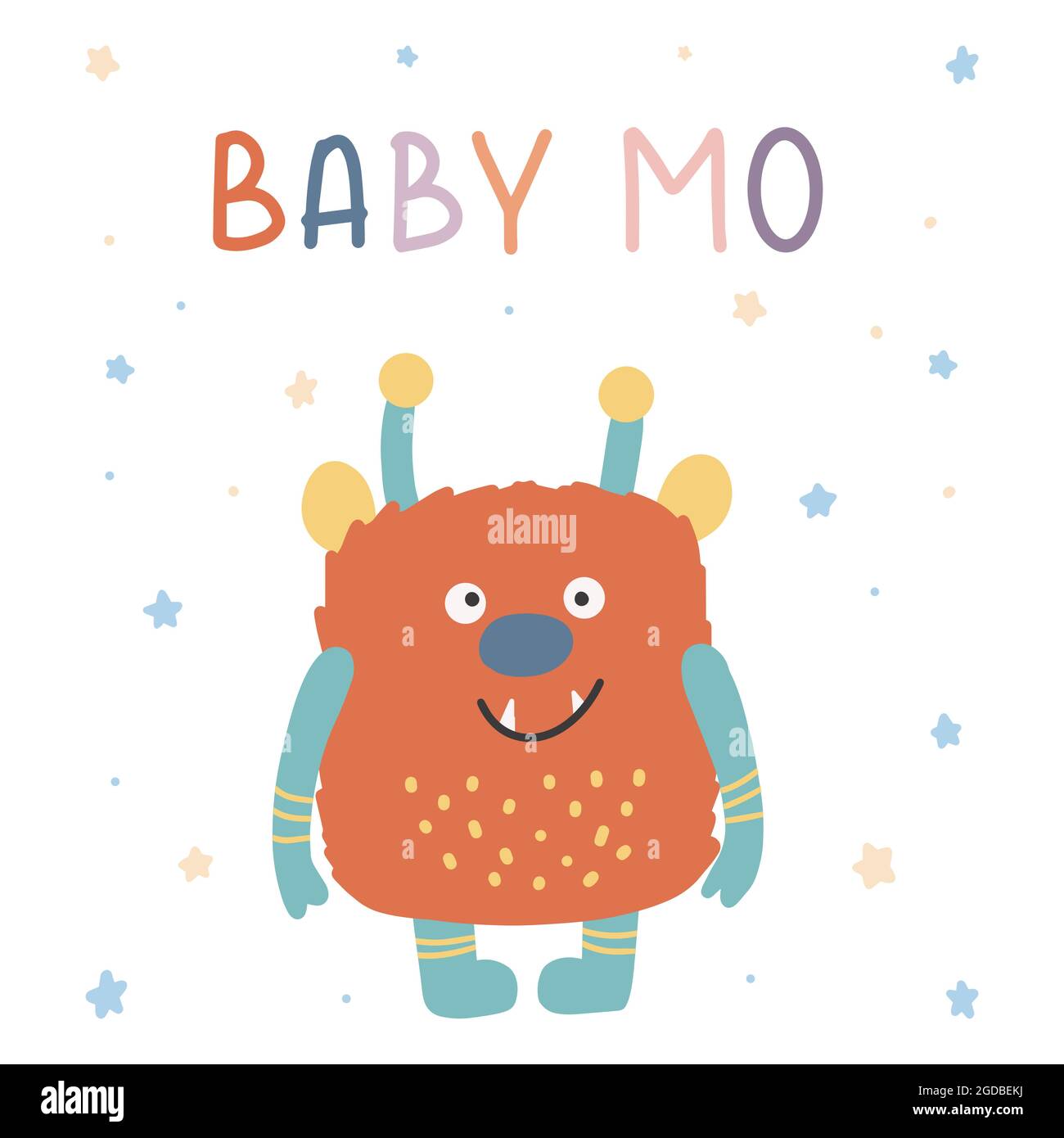 Monster colorful. Cute cartoon kawaii scary funny baby character. Happy ...