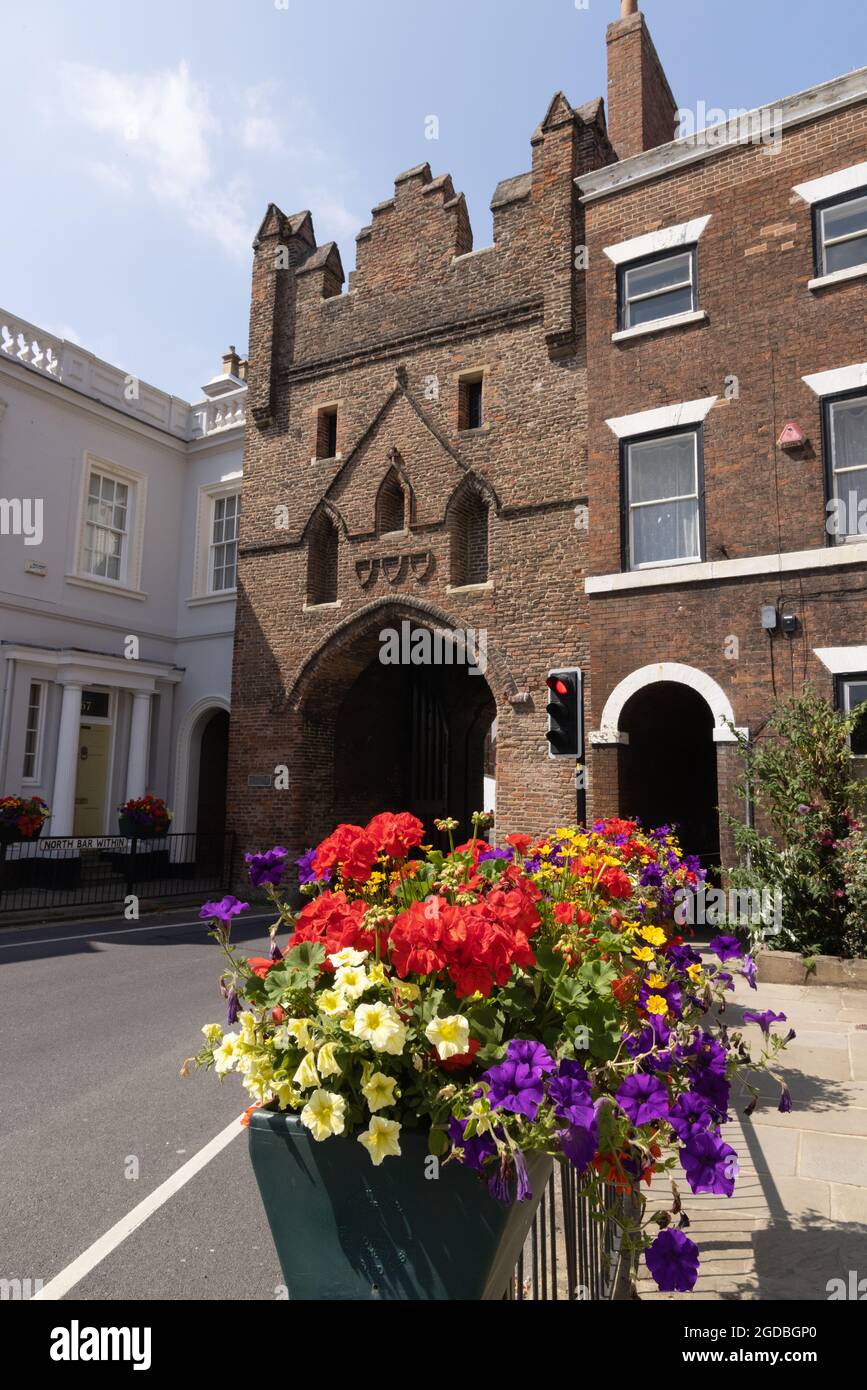 North Bar Beverley Yorkshire - a brick built town gate built in the 15th century, medieval building, Beverley East Yorkshire England UK Stock Photo