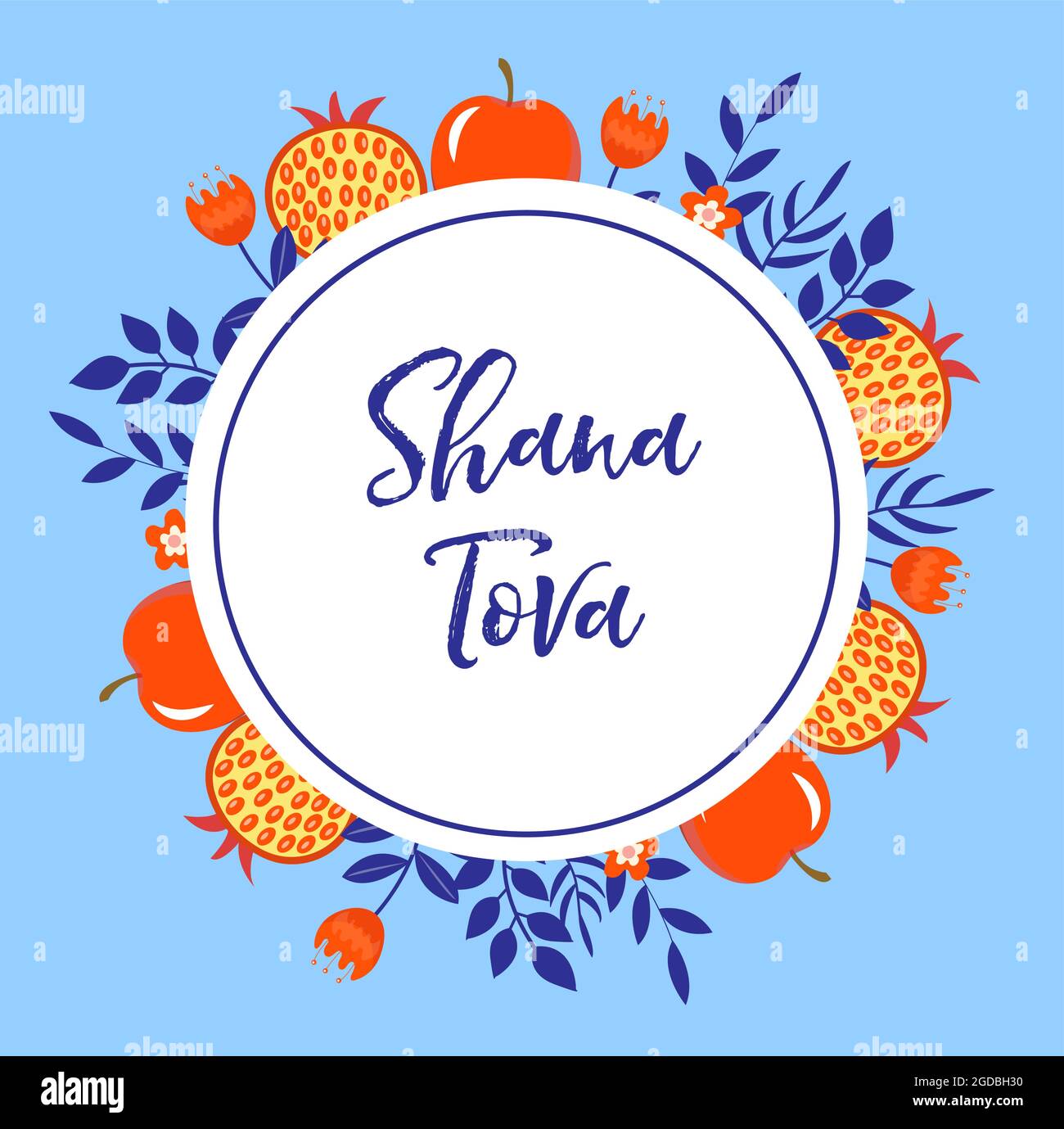 Happy Rosh Hashanah greeting card Shana Tova template for your design with traditional symbols Happy Rosh Hashanah greeting card Shana Tova template for your design with traditional symbols