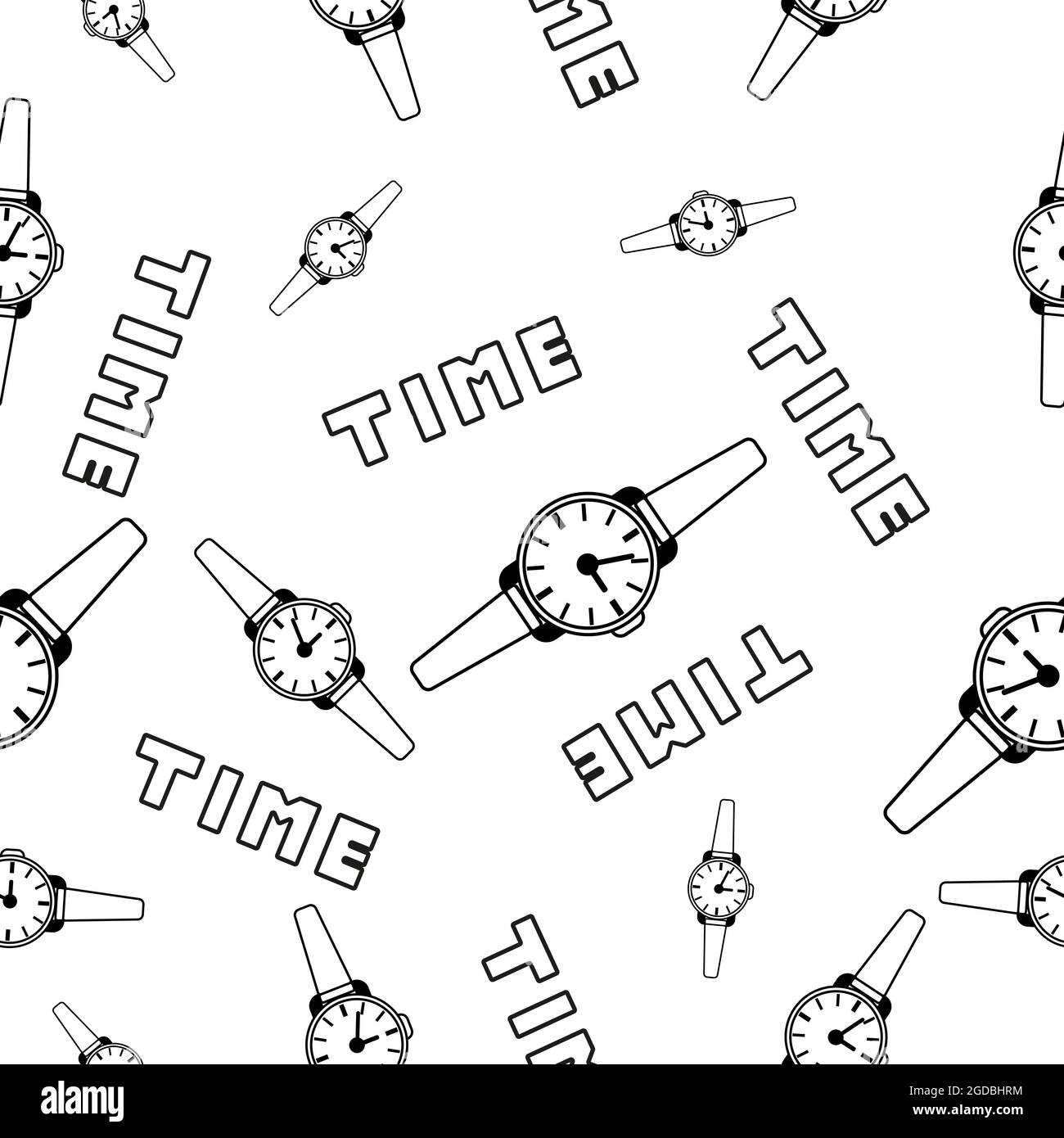 Clock seamless pattern black and white Stock Vector Image & Art - Alamy