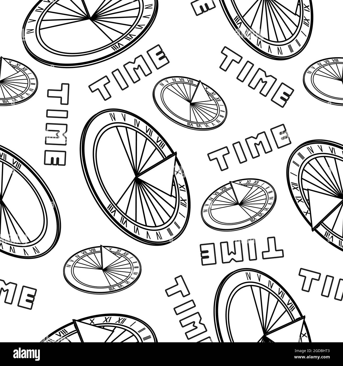 Clock seamless pattern black and white Stock Vector Image & Art Alamy