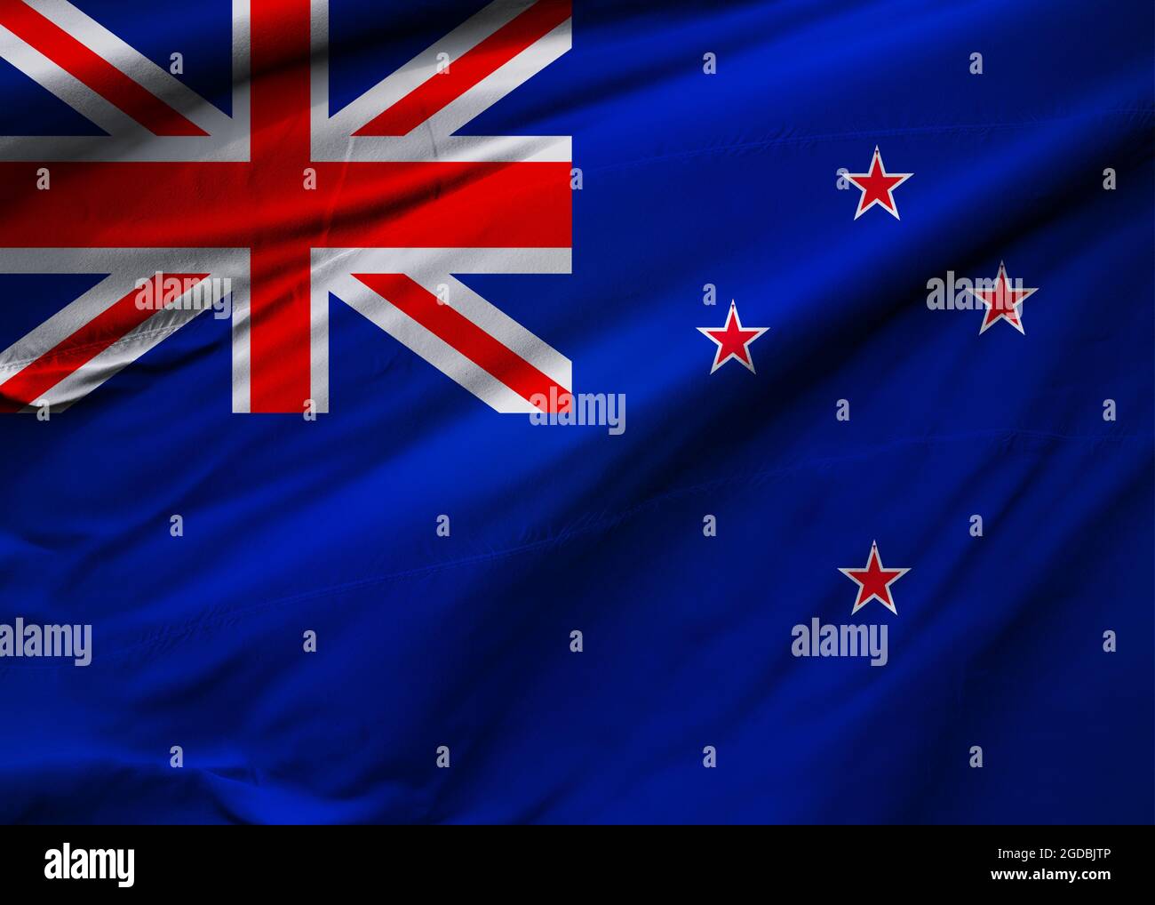 New Zealand flag blowing in the wind. Background texture. Wellington ...