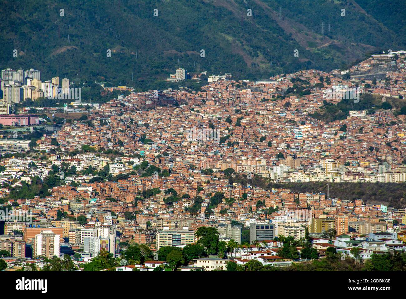 Petare neighborhood in Caracas, is one of the largest and most dangerous in Latin America. Capital of the municipality of Sucre in the state of Mirand Stock Photo