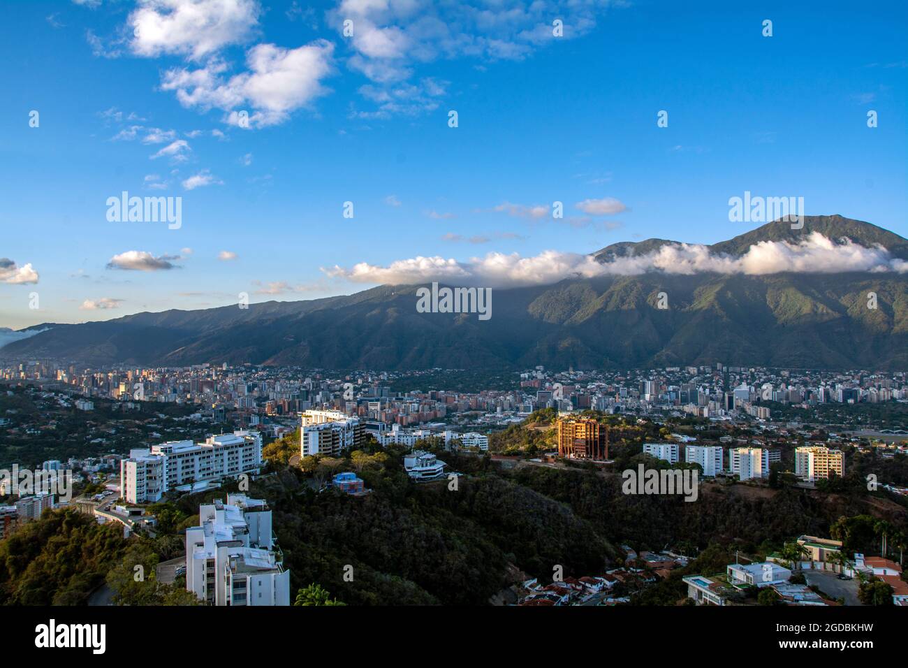 View of the city of Caracas, Venezuela and the mountain of El Avila national park. Stock Photo