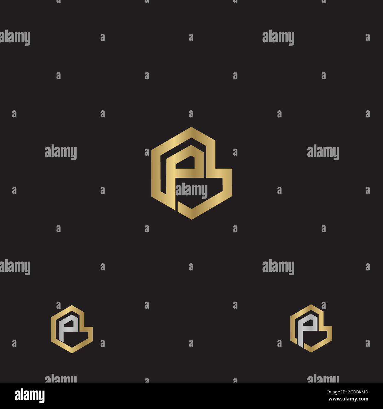 Alphabet Initials logo PB, BP, B and P Stock Vector