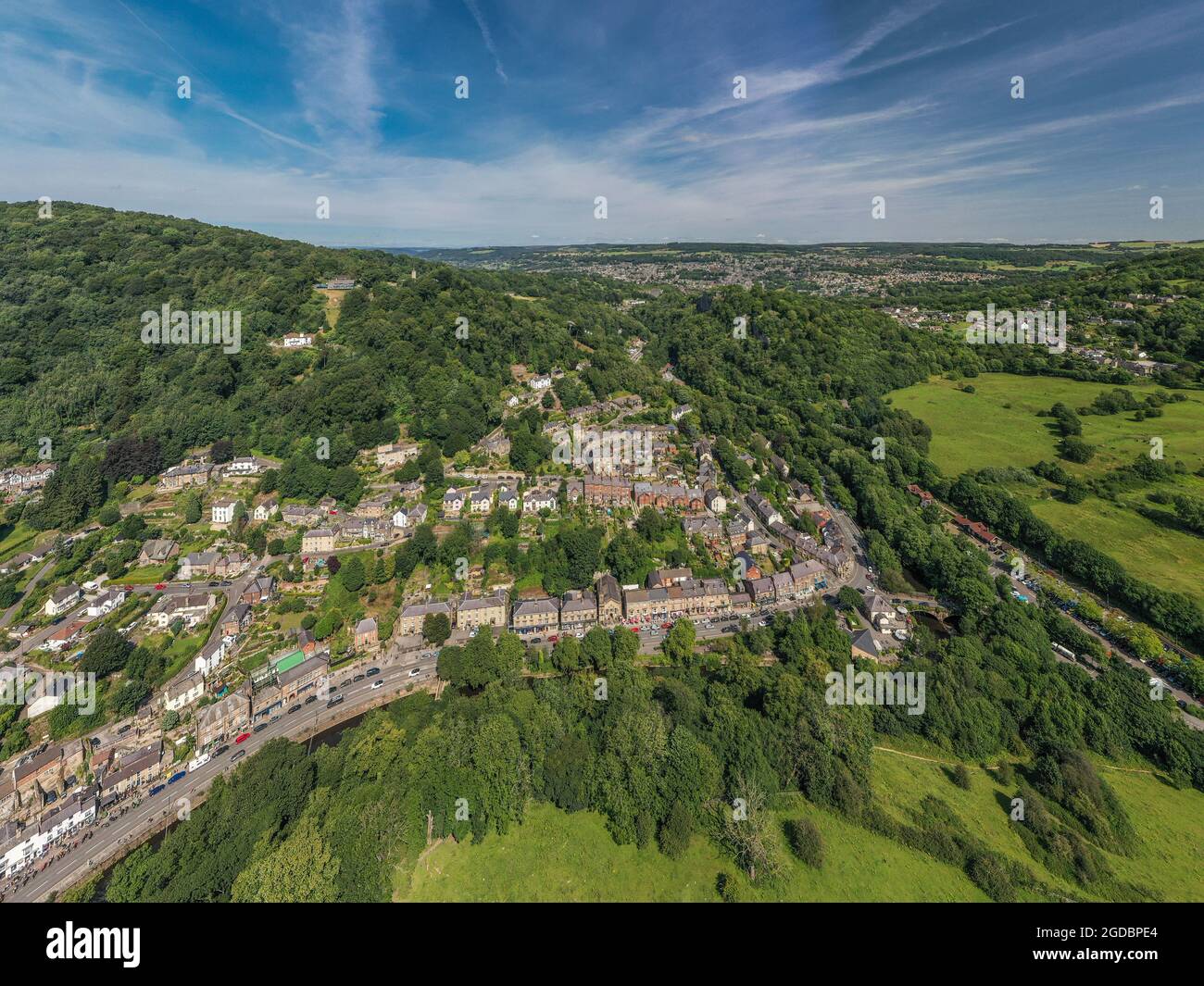 Matlock Bath Aerial Drone View Derbyshire Stock Photo