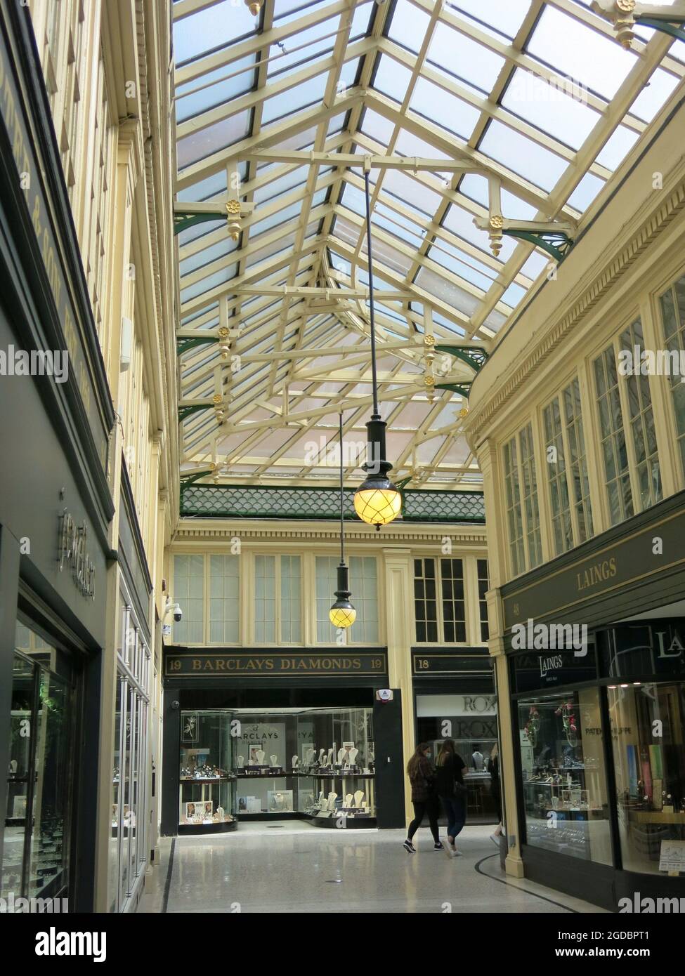 Glasgow's jewellery quarter is concentrated in the Argyll Arcade, a covered walkway that links Buchanan St with Argyle Street; interior photo. Stock Photo