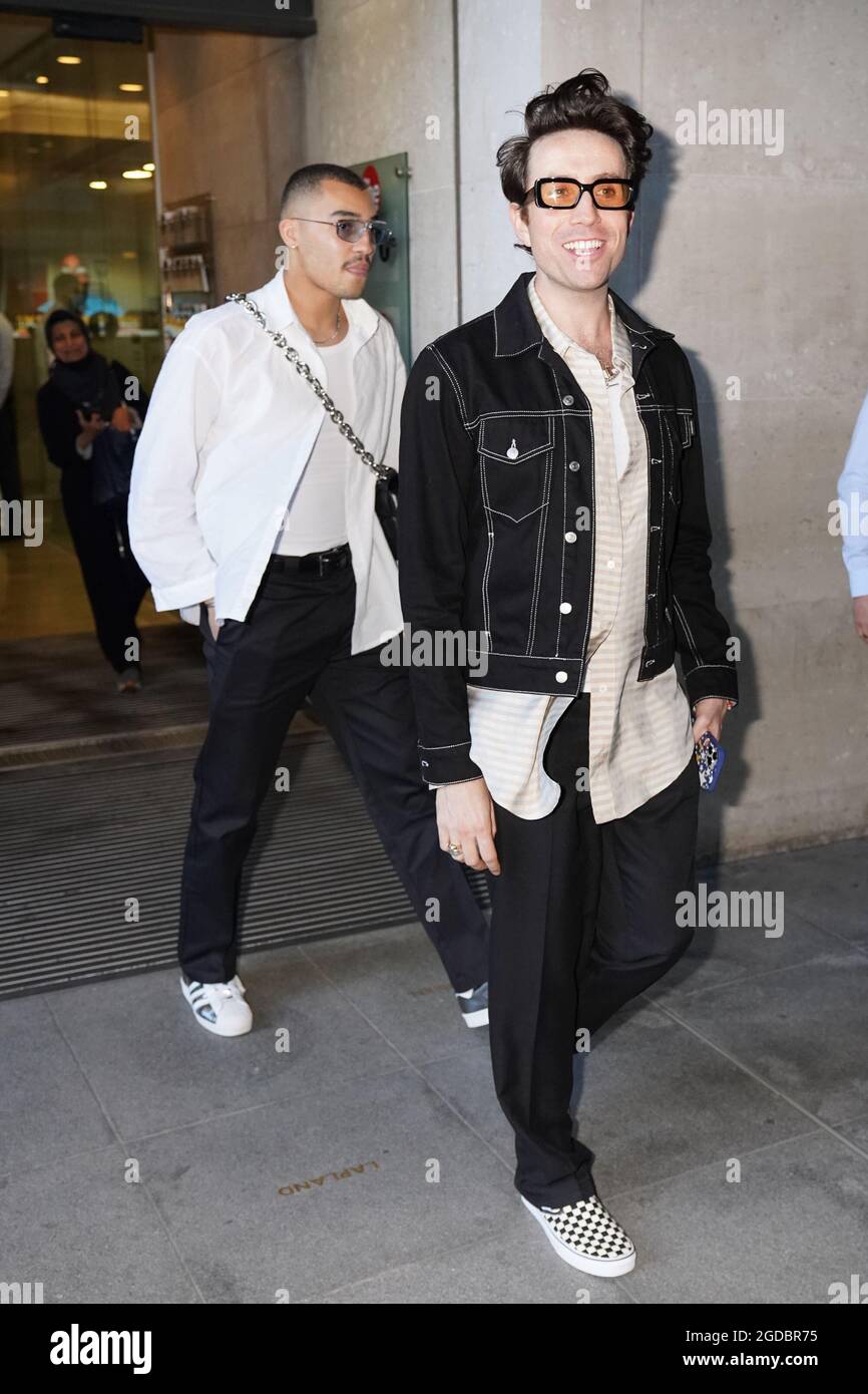 Radio presenter Nick Grimshaw leaving BBC Broadcasting House in London ...