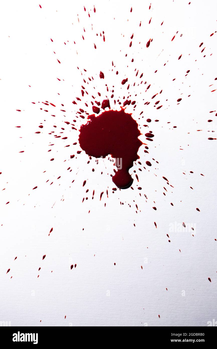 Blood stain on white background. Stock Photo