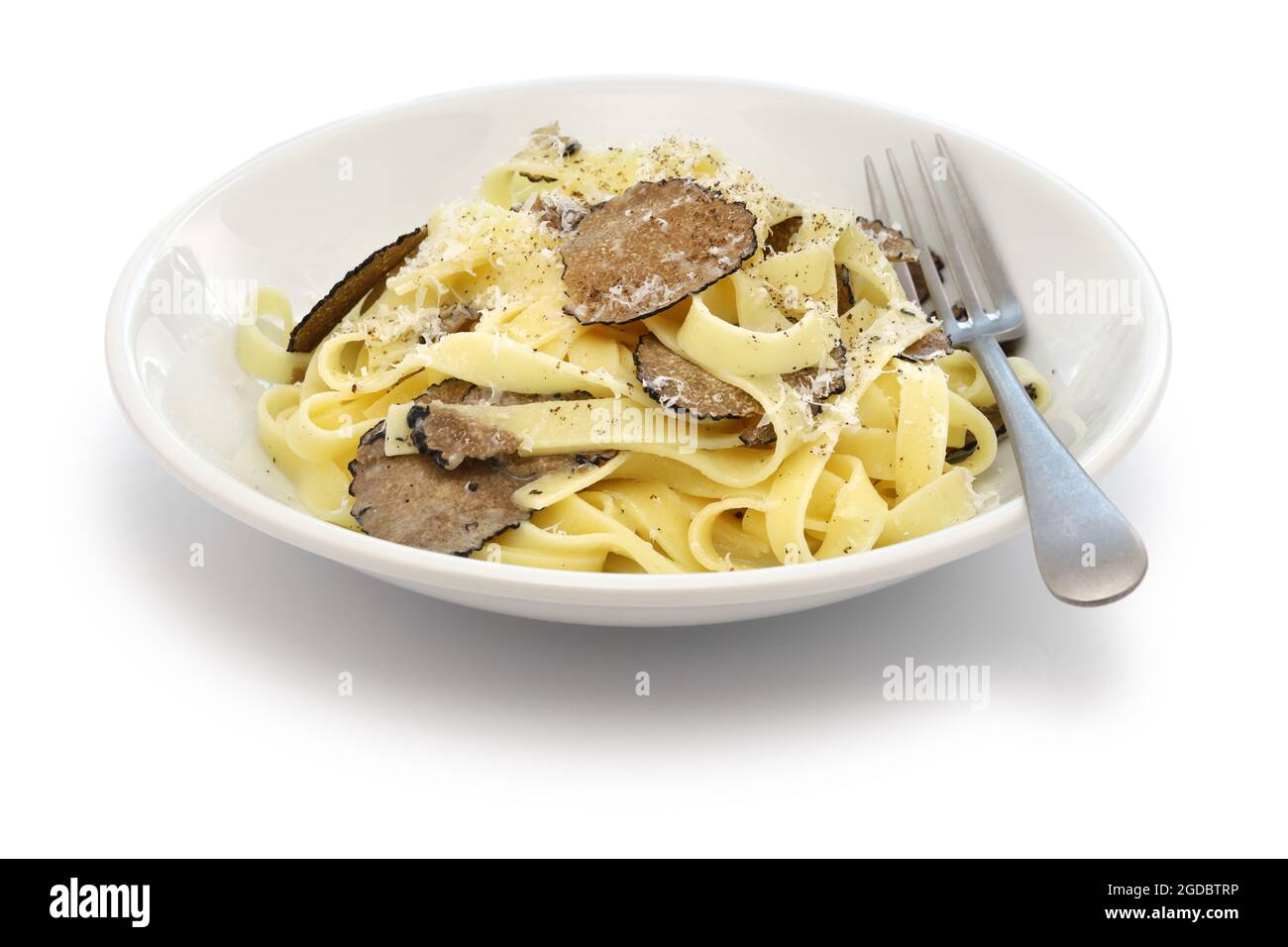tagliatelle pasta with black truffle Stock Photo Alamy