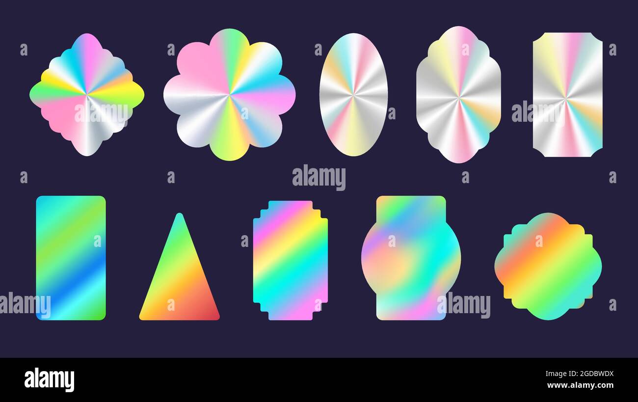 Silver shiny foil holographic stickers geometric shapes. Official ...