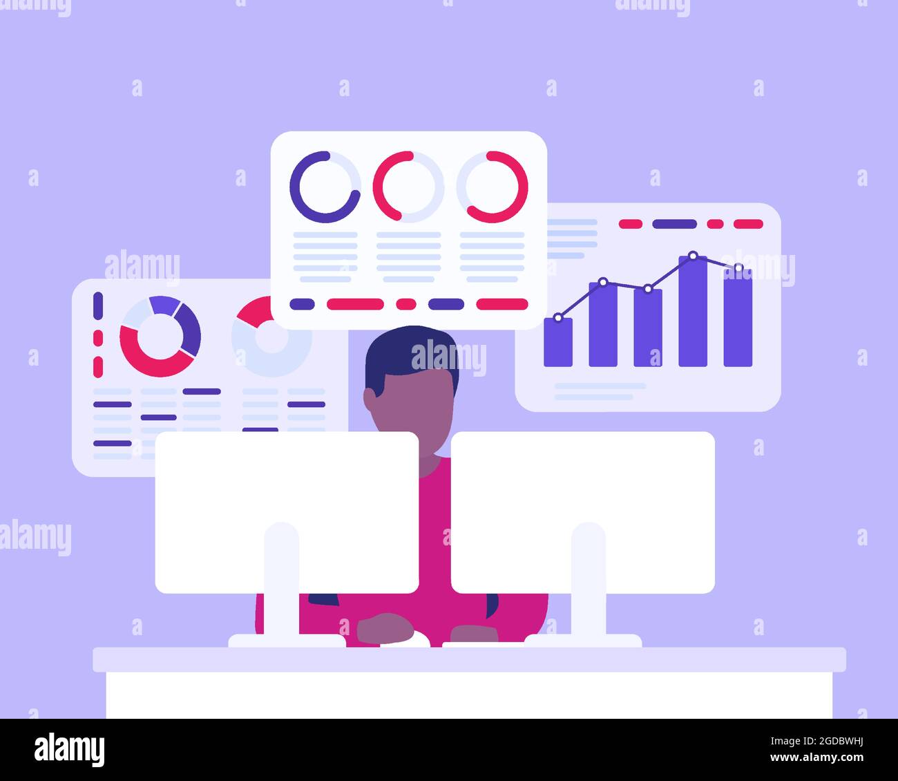 business analyst, man working with business data Stock Vector Image ...