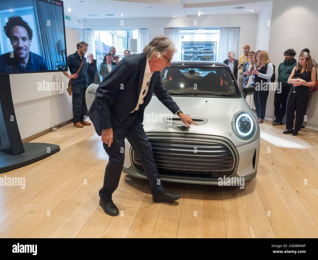 The launch of the Paul Smith Mini Strip one off concept car,to showcase  sustainable approach to auto design. Location Paul Smith Store Albemarle St  London UK 12/08/2021 Stock Photo - Alamy