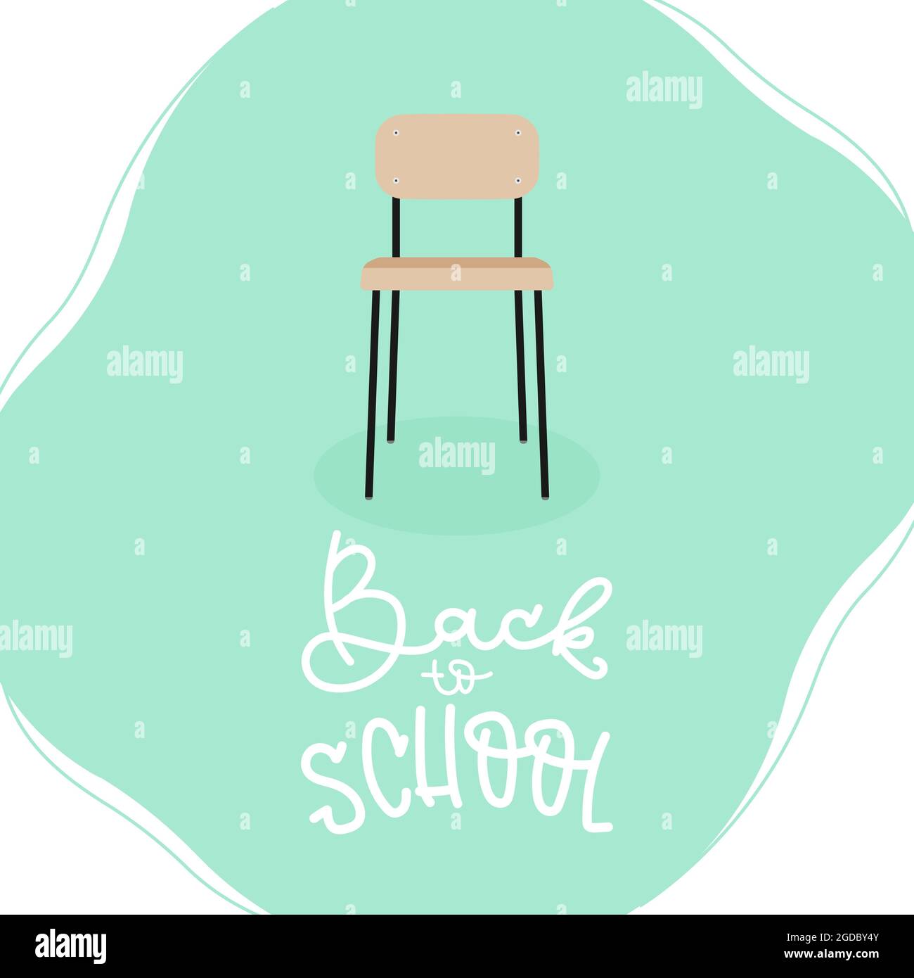 Wooden classic school chair background. Back to school lettering