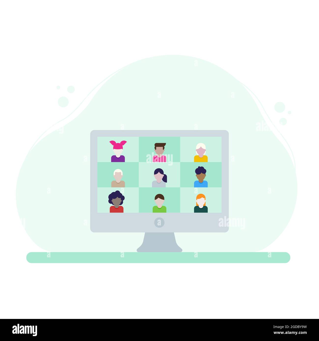 Online class on video conferencing. The children attend the teacher in