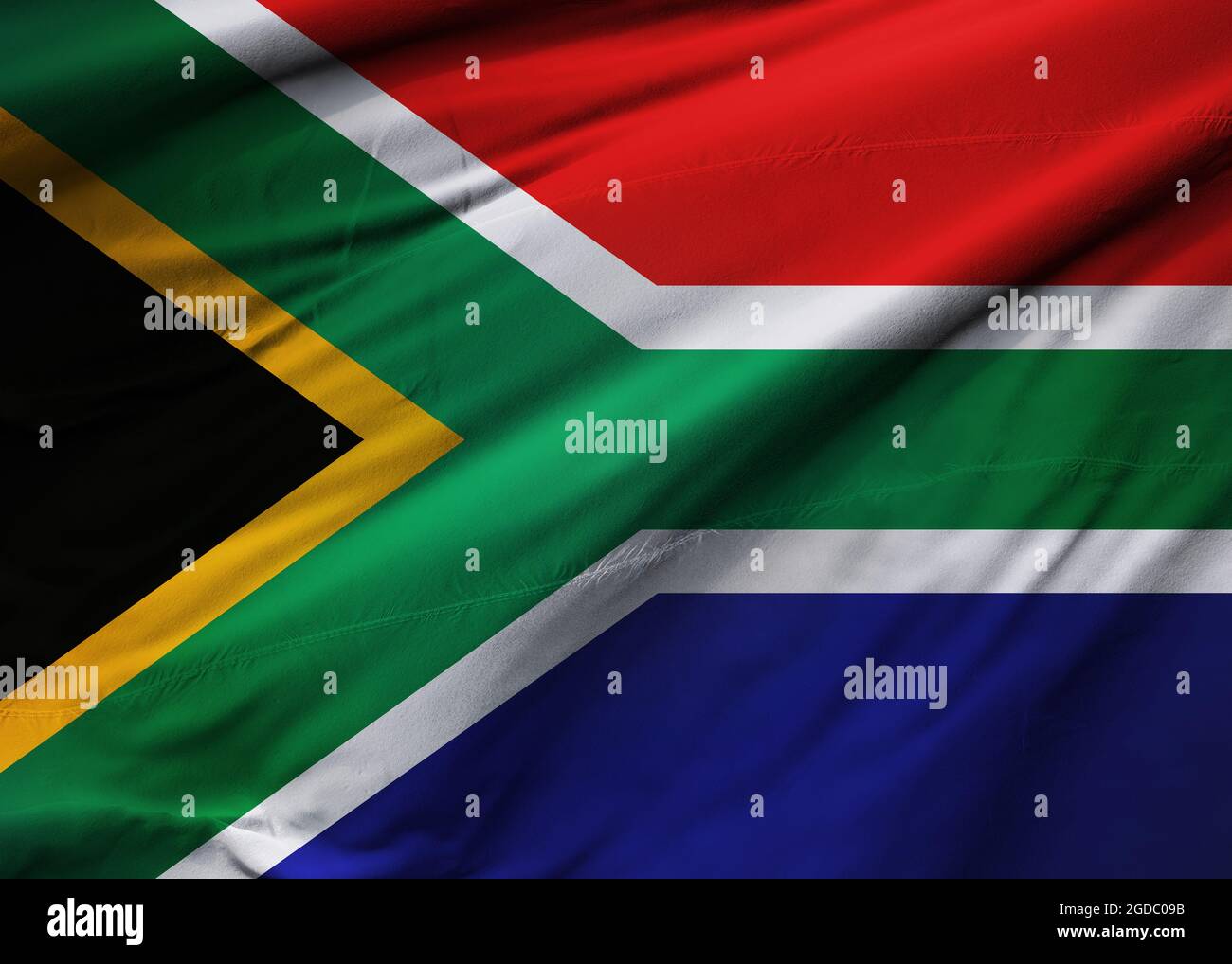 Republic of South Africa flag blowing in the wind. Background texture