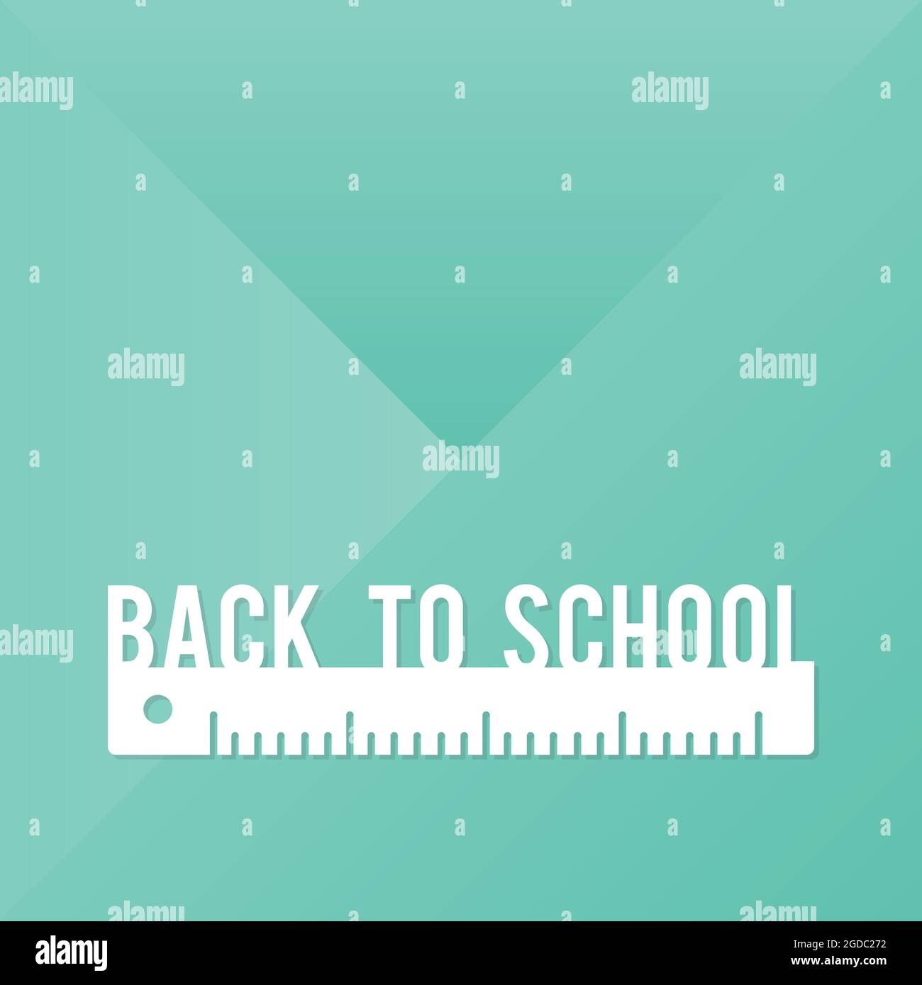 Back to school. Lettering with a ruler. Vector illustration, flat design Stock Vector