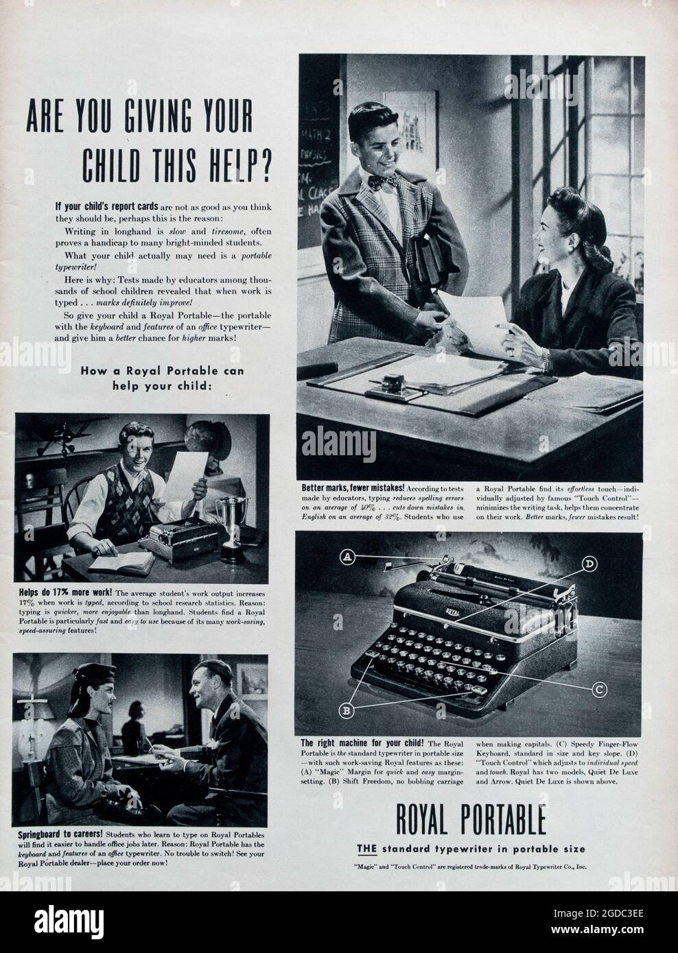 Vintage Life Magazine advertisement, 28 October 1946 issue, USA Stock Photo